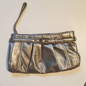Neiman Marcus Silver Wristlet Clutch Evening Bag
